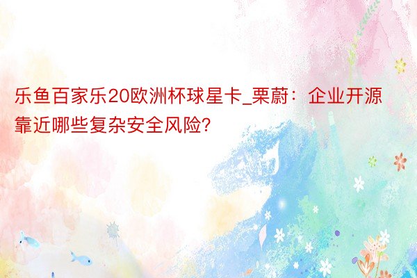 乐鱼百家乐20欧洲杯球星卡_栗蔚：企业开源靠近哪些复杂安全风险？