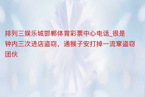 排列三娱乐城邯郸体育彩票中心电话_很是钟内三次进店盗窃，通猴子安打掉一流窜盗窃团伙