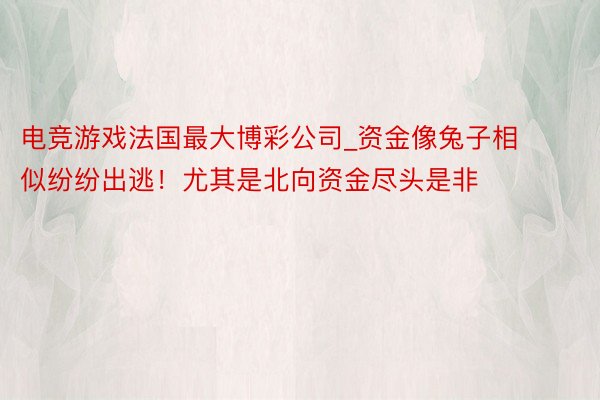 电竞游戏法国最大博彩公司_资金像兔子相似纷纷出逃！尤其是北向资金尽头是非