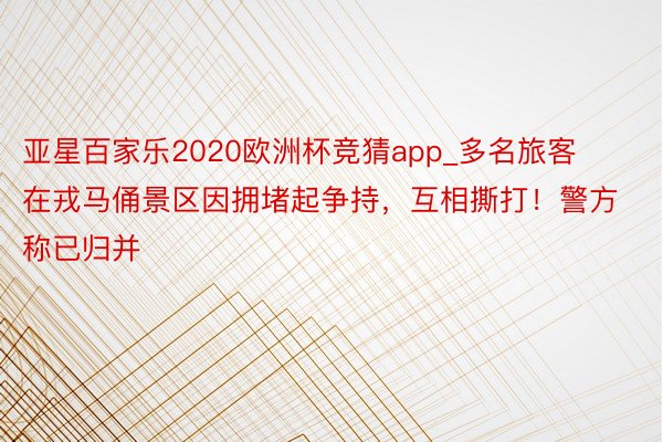 亚星百家乐2020欧洲杯竞猜app_多名旅客在戎马俑景区因拥堵起争持，互相撕打！警方称已归并