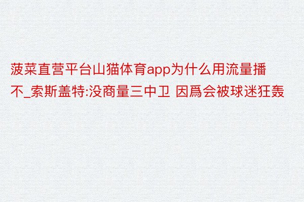 菠菜直营平台山猫体育app为什么用流量播不_索斯盖特:没商量三中卫 因爲会被球迷狂轰