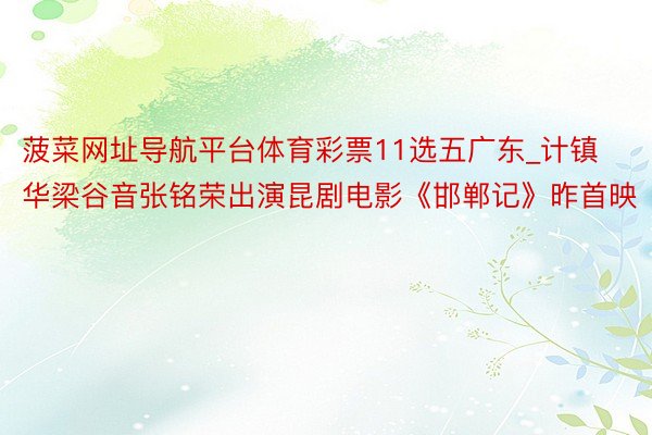 菠菜网址导航平台体育彩票11选五广东_计镇华梁谷音张铭荣出演昆剧电影《邯郸记》昨首映